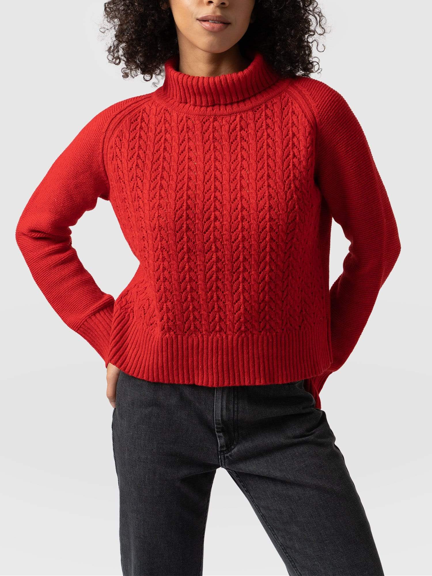 Glen Cable Knit Jumper Red - Women's Jumpers | Saint + Sofia® EU